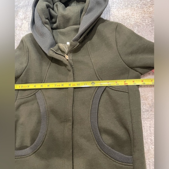 Women’s Olive Green Hooded Sweatshirt Jacket Full Zip Size 2 - Picture 10 of 13